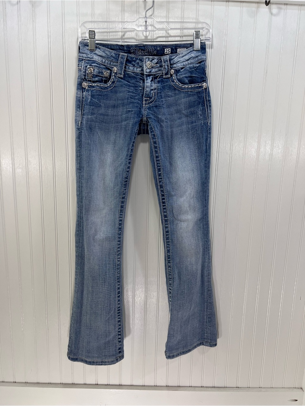 Miss Me Signature Boot Jeans 25 Low Rise Y2K Sequin Embellished 33